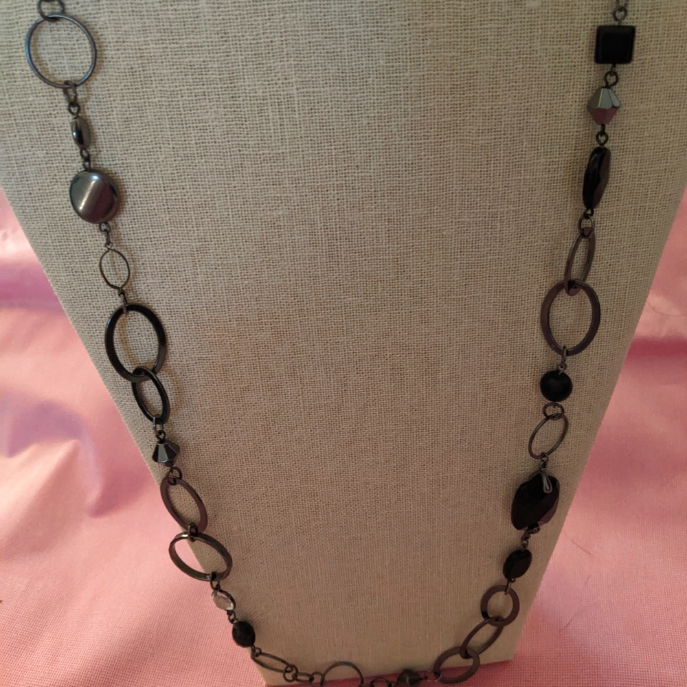 Retro Deep Dark Blue Beads Necklace
